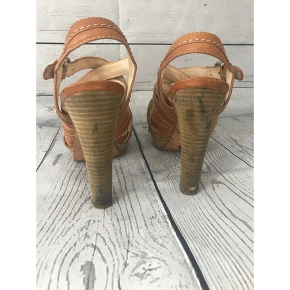 Coach Brynne Light Tan Camel Leather Strappy - Picture 8 of 9